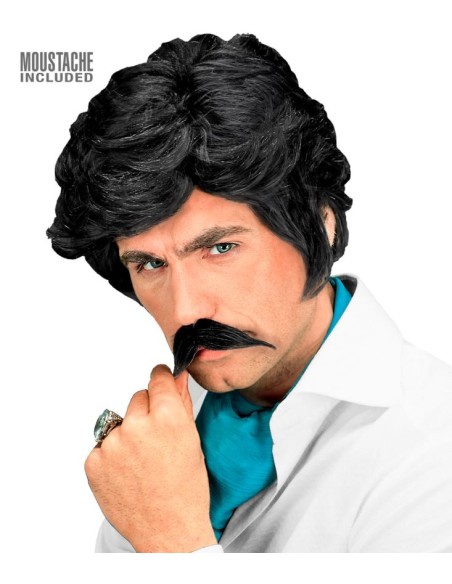 PELUCA HOMBRE PELO CORTO CON BIGOTE