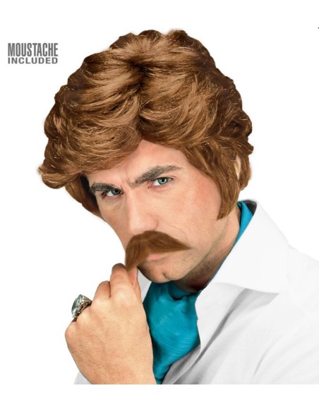 PELUCA HOMBRE PELO CORTO CON BIGOTE