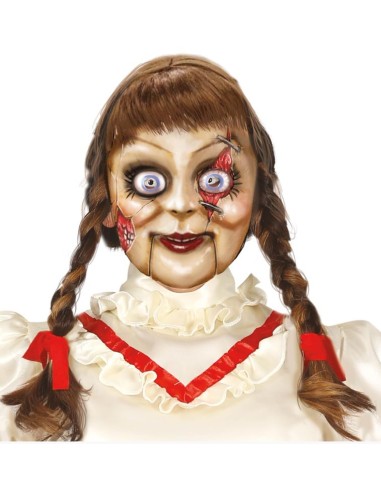 CARETA MUÑECA ASESINA LÁTEX CON TRENZAS