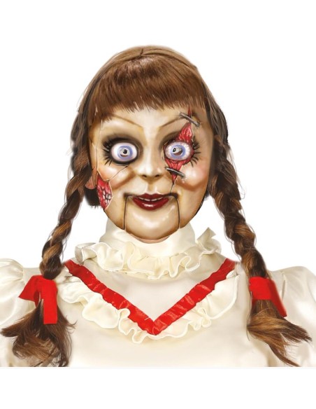 CARETA MUÑECA ASESINA LÁTEX CON TRENZAS