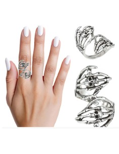 ANILLO MANOS ESQUELETO METAL