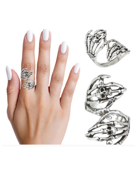 ANILLO MANOS ESQUELETO METAL