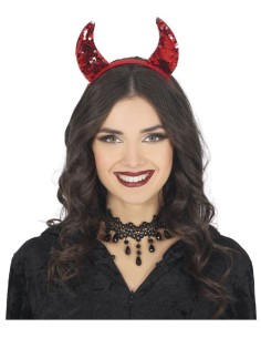DIADEMA CUERNOS ROJOS BRILLANTES 2