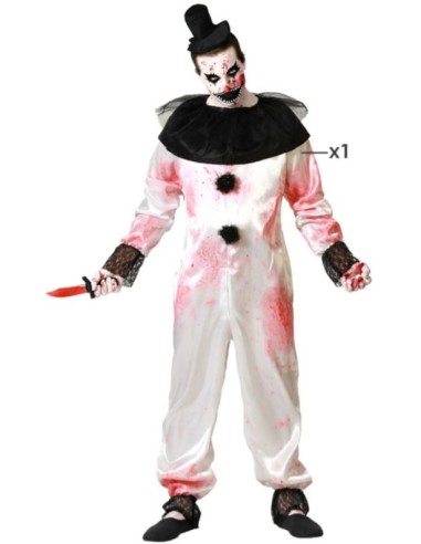 DISFRAZ PAYASO HALLOWEEN BLANCO ADULTO