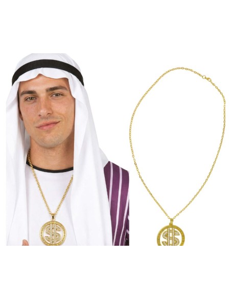 COLLAR DOLLAR METAL ORO  5 CM