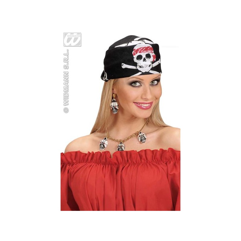 Pañuelo Pirata Rojo con Calavera x1 Unidad