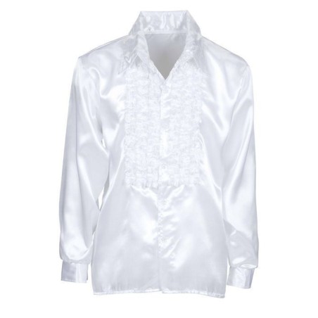 CAMISA CON VOLANTES EN RASO